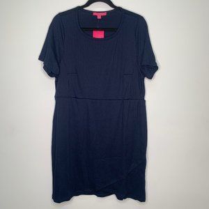 Curve Revolution Women's 3X Dress Ribbed Pullover Scoop Neck Dress Navy 14/16